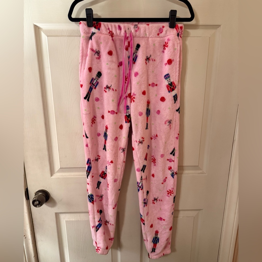 Women's Christmas Nutcracker Pajama Pants elastic bottoms pink